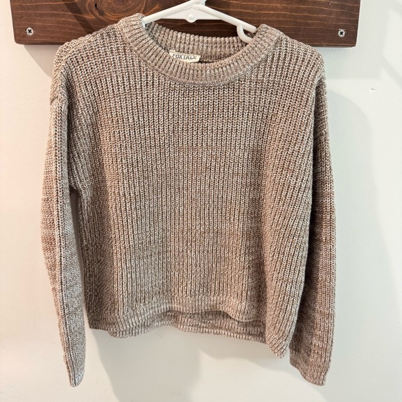 Finding Foxtale Kids Ribbed Knit Wool Blend Crewneck Sweater in Oatmeal Size 4 - Picture 1 of 4